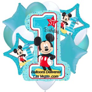 Mickey 1st Birthday 14 Balloon Bouquet